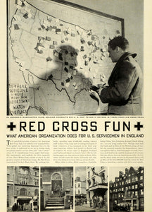 1943 Article WWII Wartime England American Red Cross Buildings Servicemen LF5