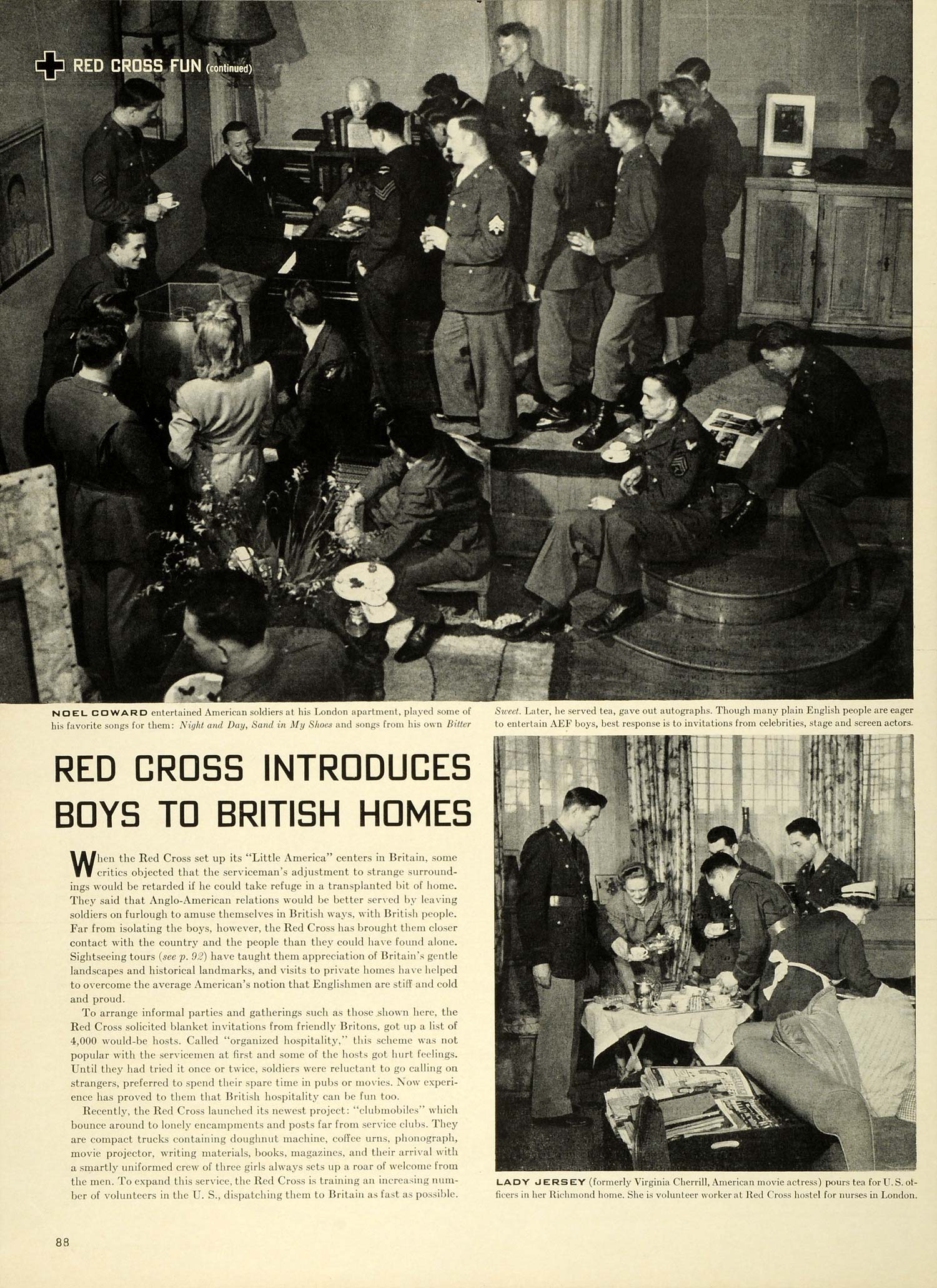 1943 Article WWII Wartime England American Red Cross Buildings Servicemen LF5