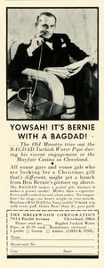 1936 Ad Briarwood Baghdad Turkish Water Pipe Hookah Ben Bernie Mayfair LF5