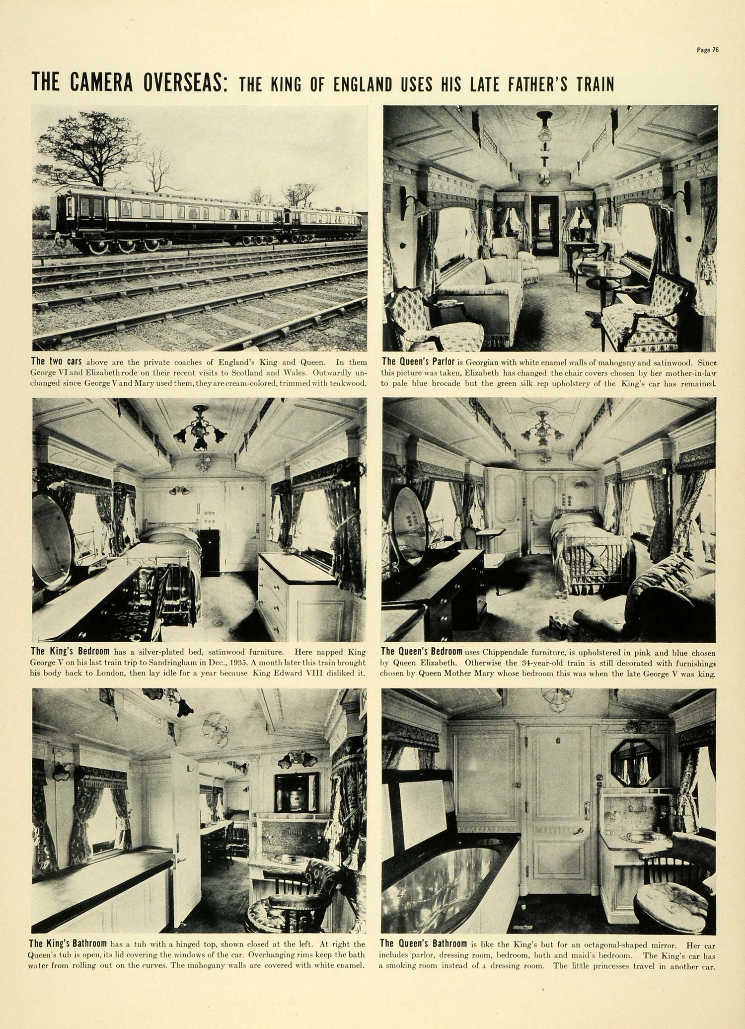 1937 Print King George VI England Train Photographs Interior Queen Parlor LF5