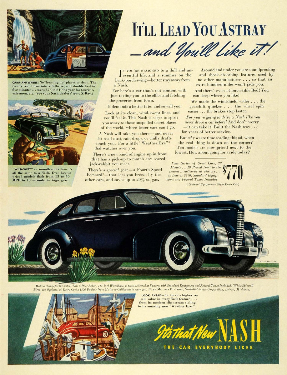 1939 Ad Vintage Nash Kelvinator Sedan Convertible Car Specifications D ...