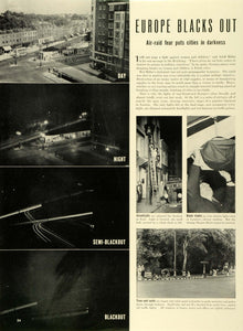 1939 Print Wartime Europe Blacks Out City Lights Dark Blackout Second World LF5