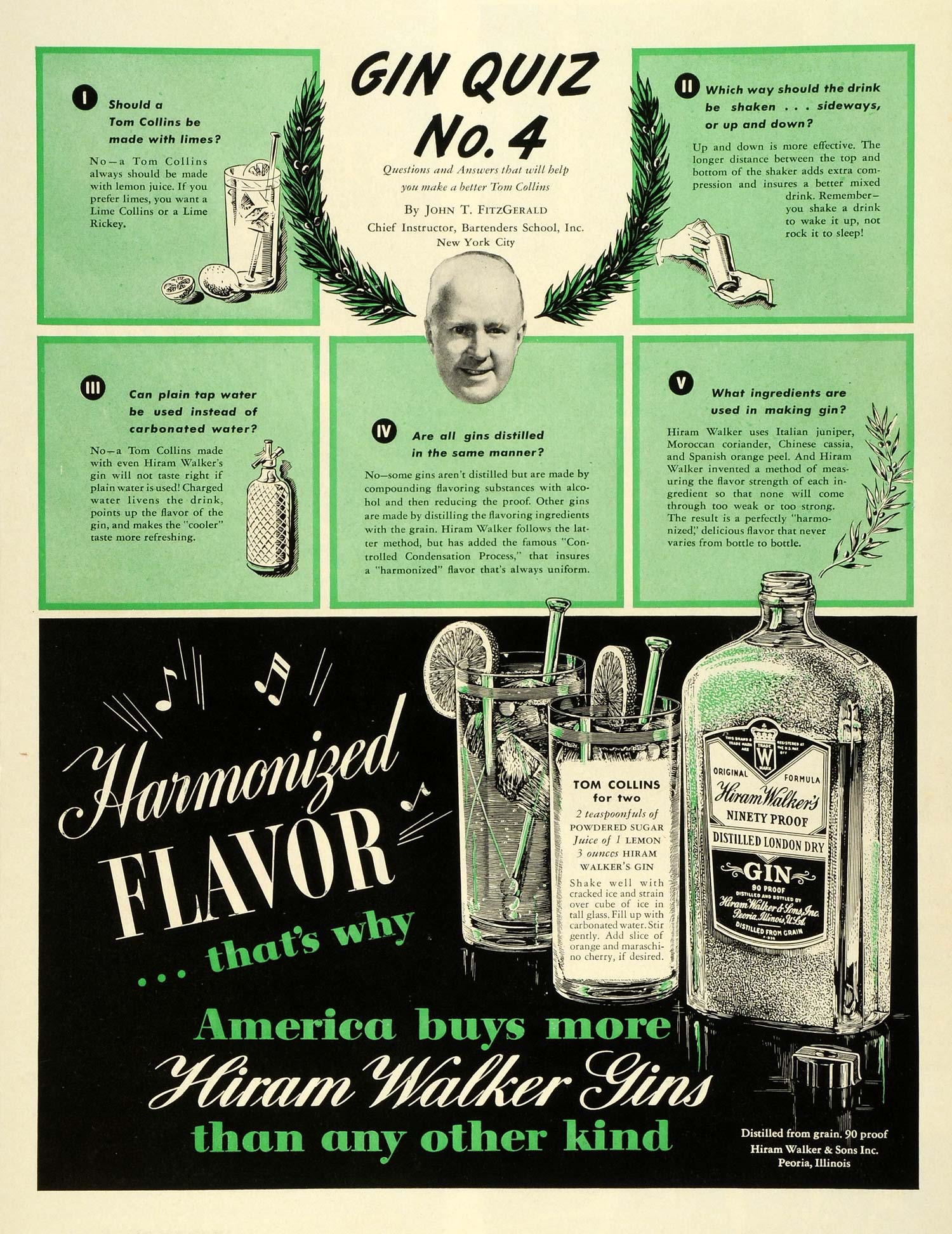 1939 Ad Hiram Walker & Sons Inc Distilled Gin Cocktail Alcoholic Beverage LF5