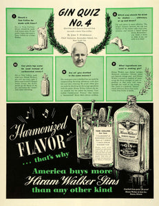 1939 Ad Hiram Walker & Sons Inc Distilled Gin Cocktail Alcoholic Beverage LF5