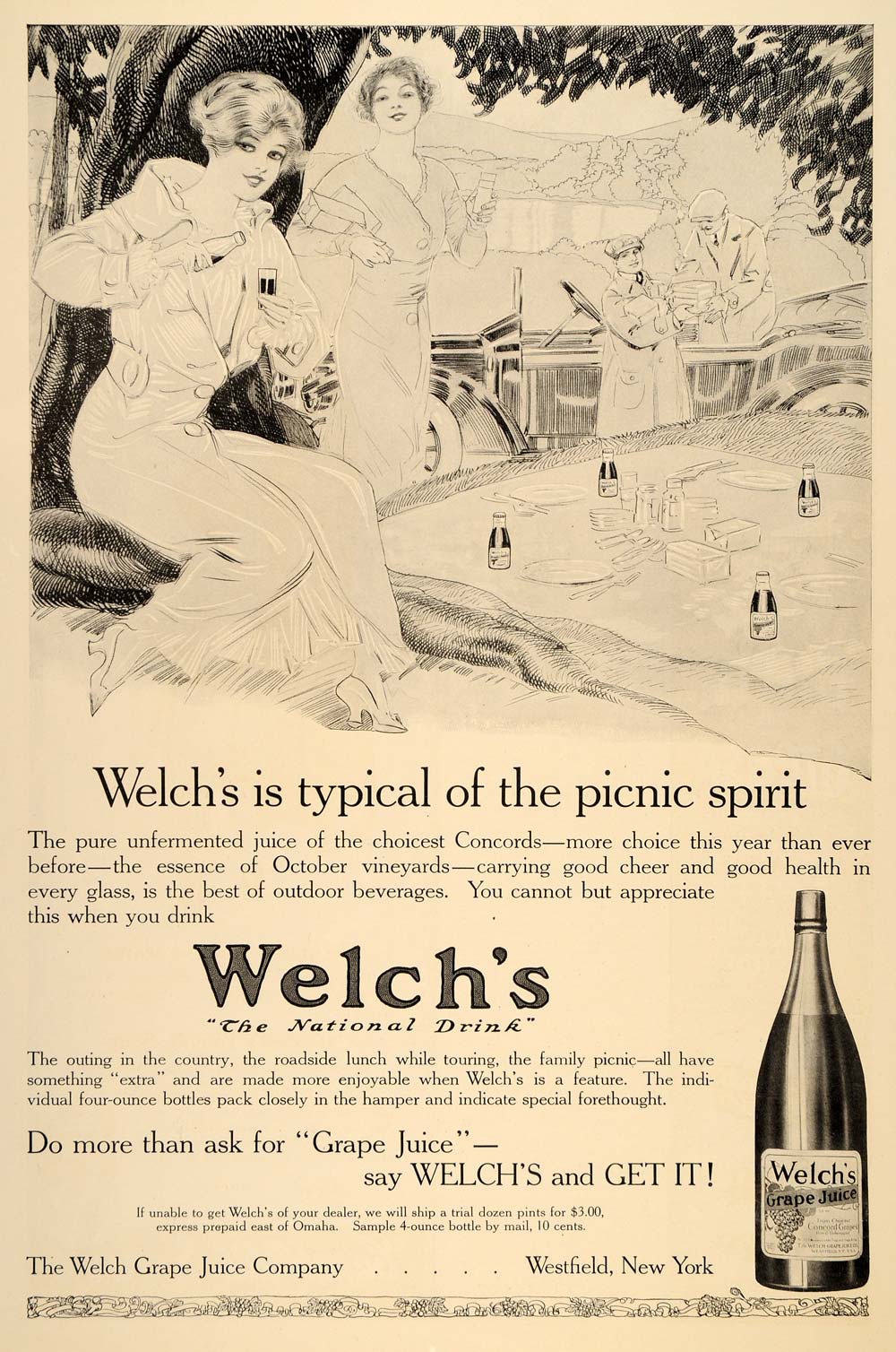 1914 Ad Welch's Grape Juice Illustrated National Drink - ORIGINAL LHJ1