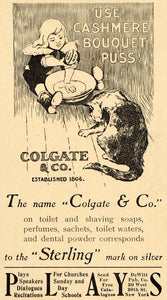 1899 Ad Colgate Toilet Shaving Soap Perfume Sachets Cat - ORIGINAL LHJ4