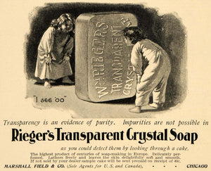 1896 Ad Riegers Transparent Crystal Soap Hygiene Health - ORIGINAL LHJ4