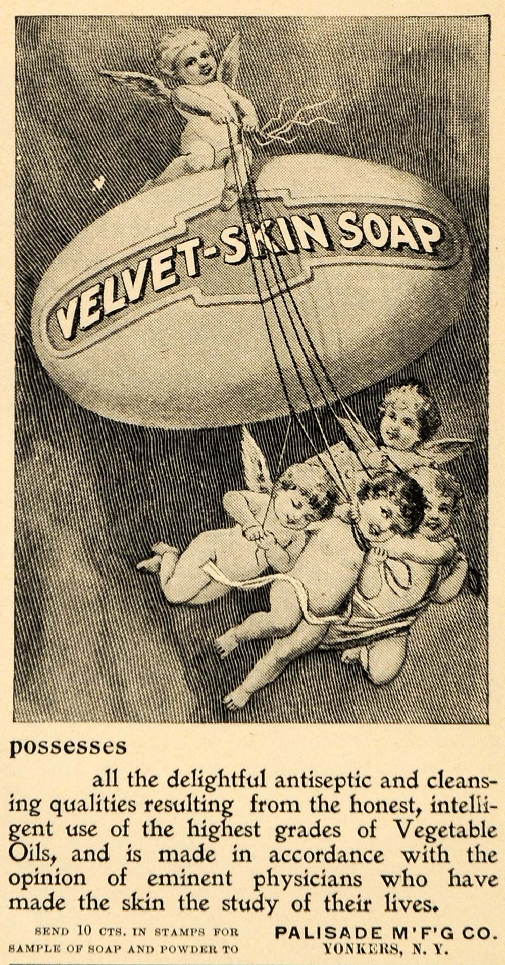 1896 Ad Angels Velvet Skin Soap Palisade Manufacturing - ORIGINAL LHJ4