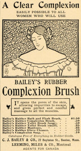 1896 Ad C Bailey Rubber Complexion Brush Leeming Miles - ORIGINAL LHJ4