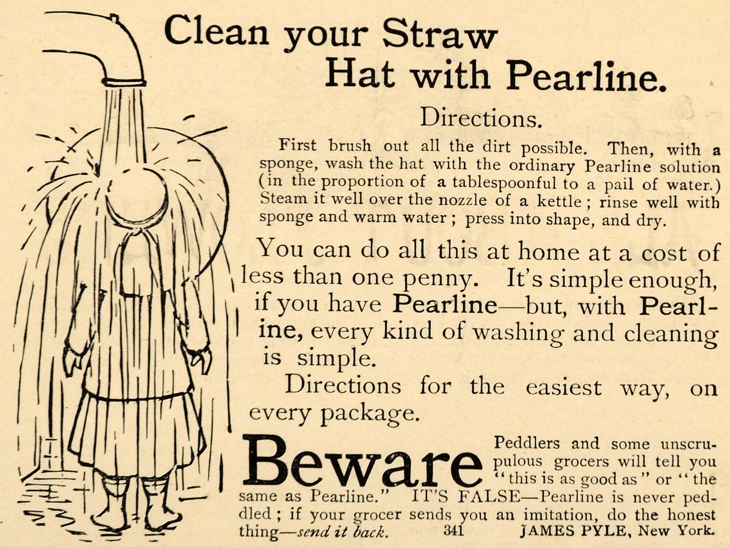 1892 Ad James Pyles Pearline Soap Washing Products - ORIGINAL ADVERTISING LHJ4