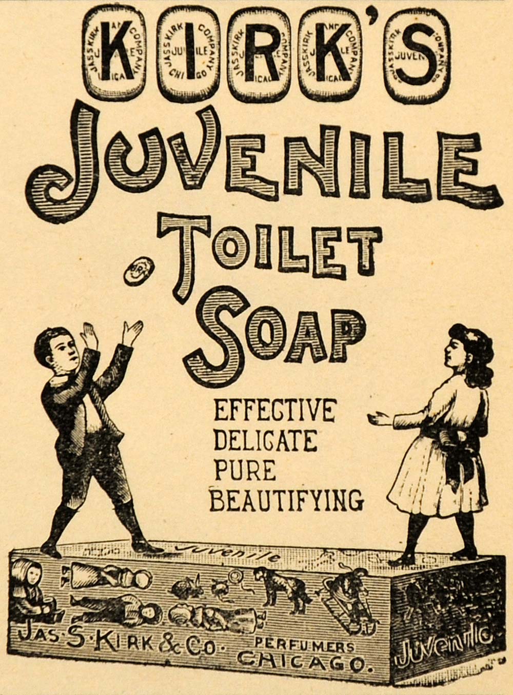 1893 Ad Jas S Kirk & Co Juvenile Toilet Soap Children Perfumers LHJ4