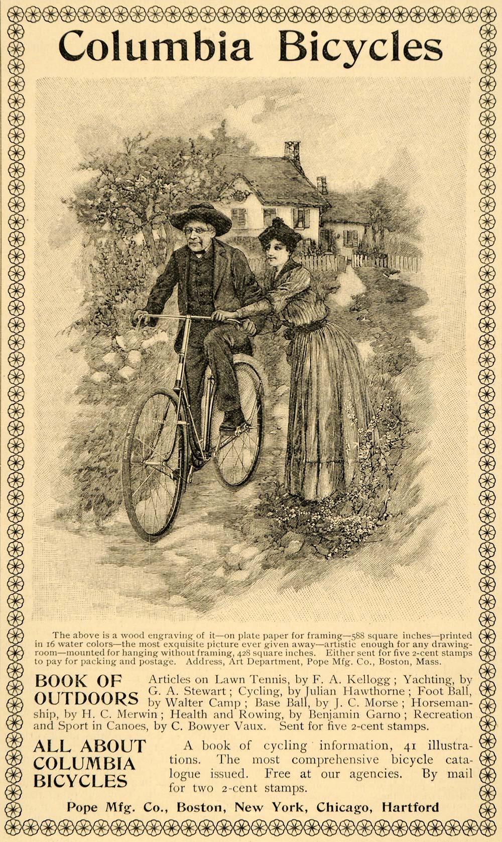 1893 Ad Pope Manufacturing Co. Columbia Bicycles Woman Bike Hartford LHJ4