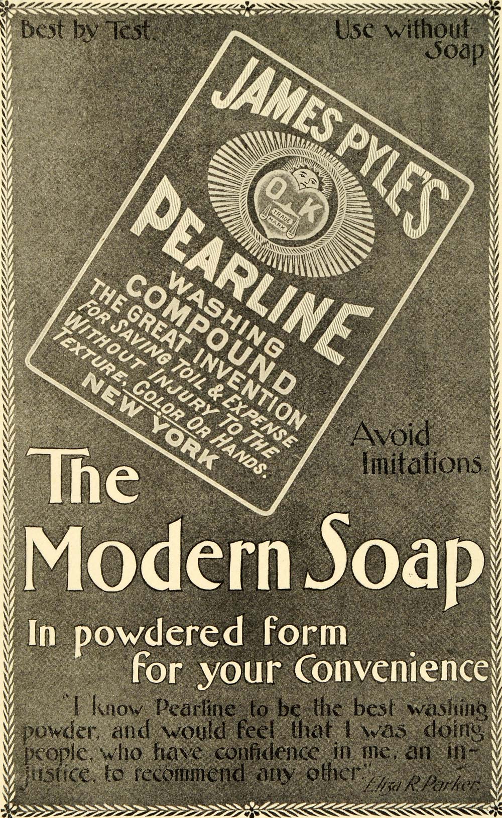 1899 Ad James Pyle Pearline Washing Compound Detergent Soap Household LHJ6