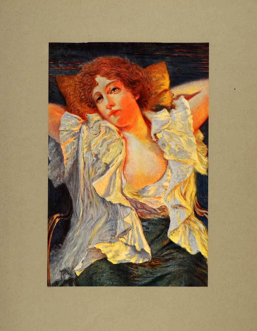 1905 Print Reverie Walther Scholtz Daydream Trance Lost - ORIGINAL LMC2