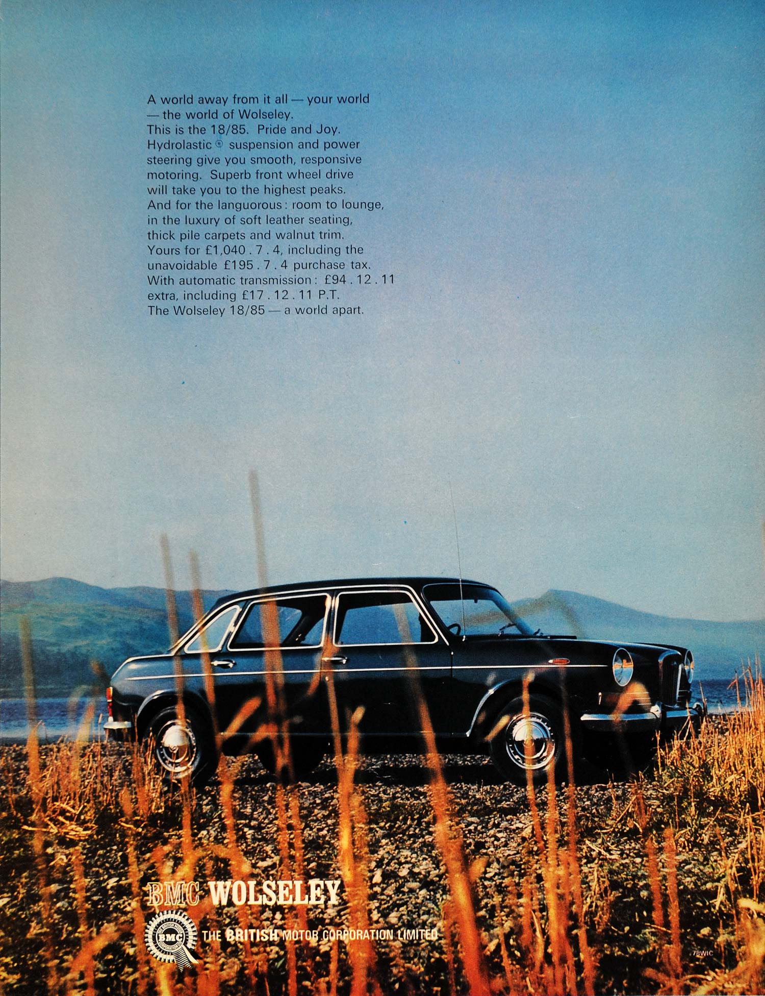 1967 Ad Wolseley 18/85 British Car Automobile BMC UK - ORIGINAL ADVERTISING LN1