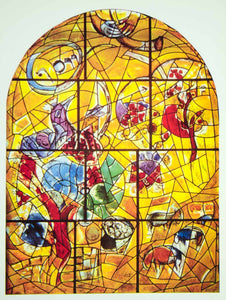 1961 Photolithograph Chagall Tribe of Joseph Stained Glass Window Judaism Art