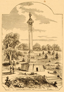 1883 Woodcut Lexington KY Cemetery Henry Clay Monument - ORIGINAL LX1