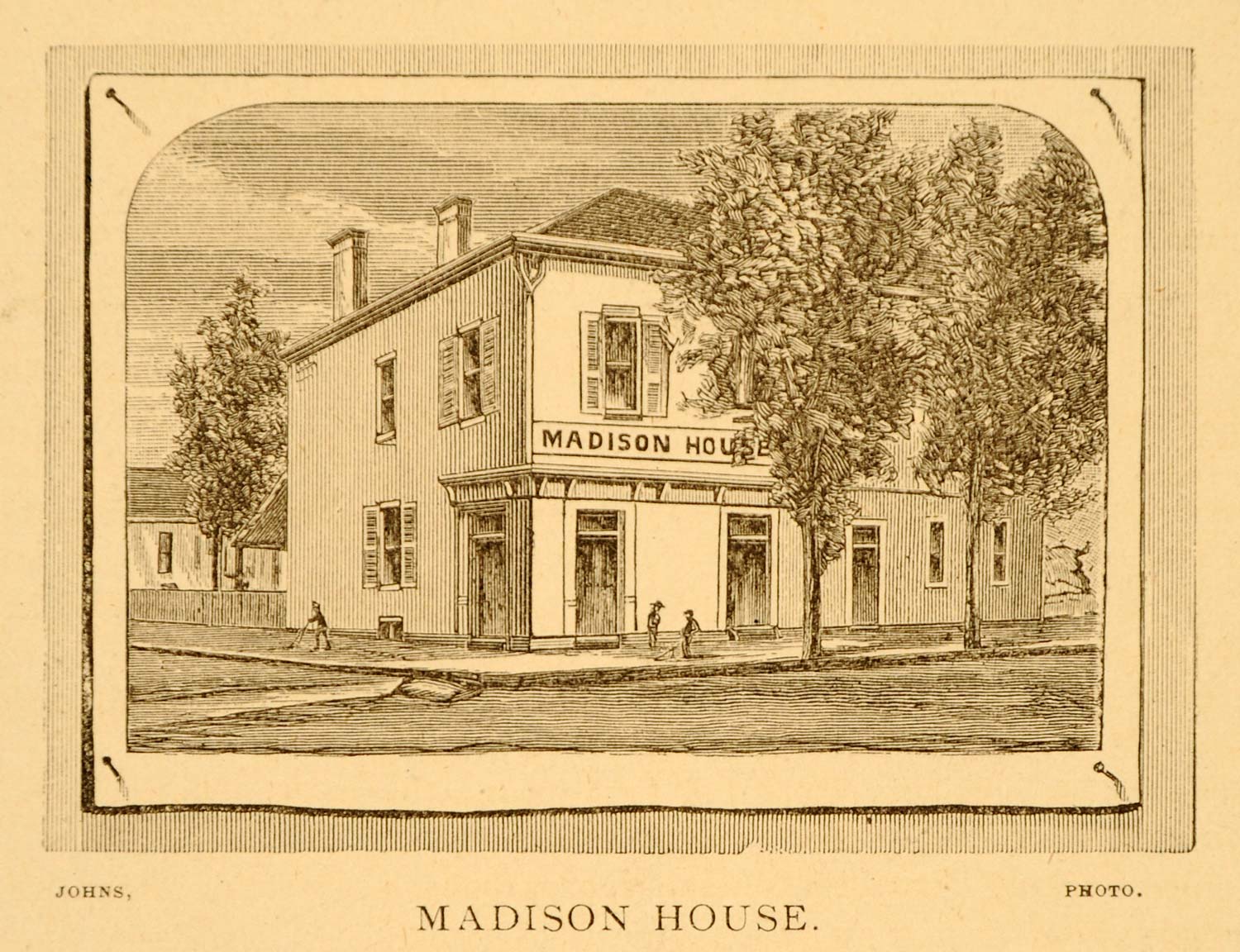 1883 Woodcut Lexington KY Madison House Architecture - ORIGINAL LX1