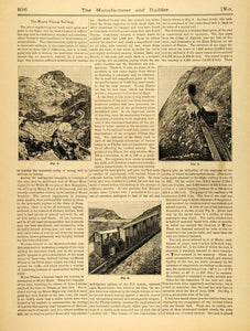 1890 Article Mount Pilatus Rack Railway Mountain Switzerland Vintage MAB1