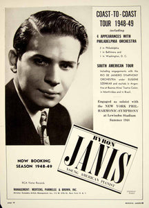 1948 Booking Ad Byron Janis Classical Pianist Soloist Musical Entertainment MAM1