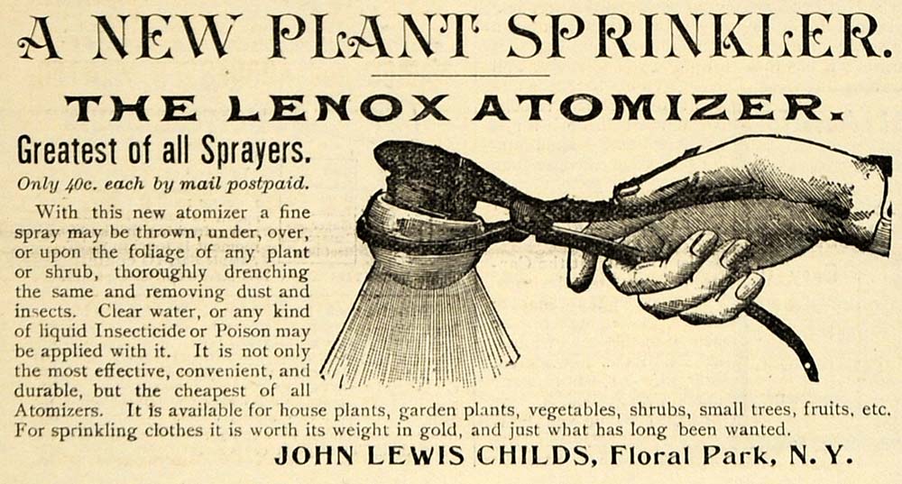 1896 Ad John Lewis Childs Lenox Atomizer Sprayers - ORIGINAL ADVERTISING MAY1