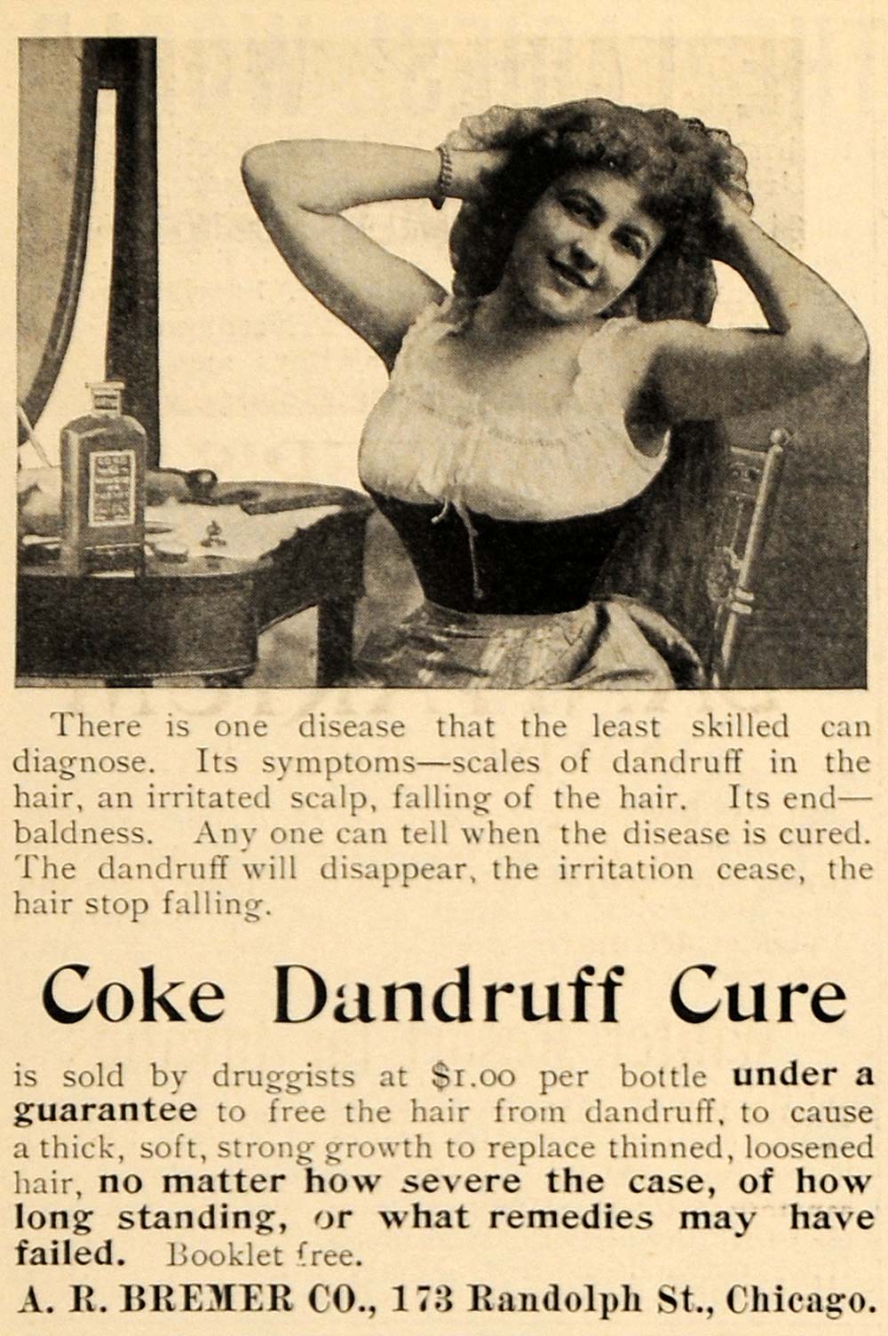 1898 Ad Coke Dandruff Cure Bremer Scalp Hair Hygiene - ORIGINAL ADVERTISING MCC1