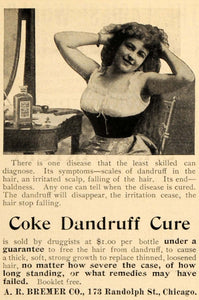 1898 Ad Coke Dandruff Cure Bremer Scalp Hair Hygiene - ORIGINAL ADVERTISING MCC1