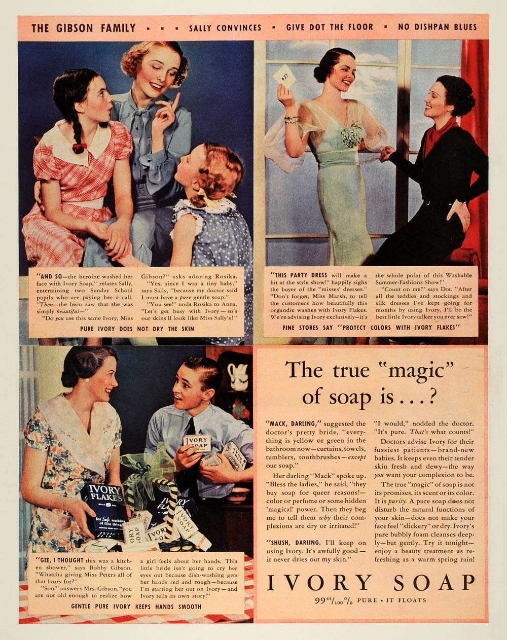 1935 Ad Ivory Soap Bobby Gibson Family Party Dress - ORIGINAL ADVERTISING MCC4