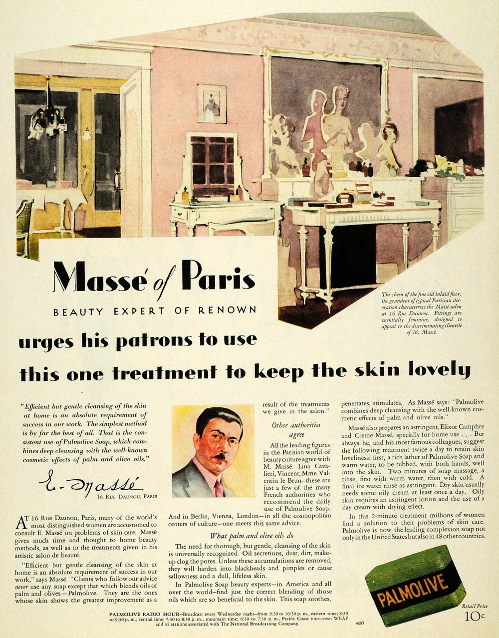 1929 Ad Palmolive Paris Beauty Skin Soap Cleanse Body - ORIGINAL MCC4