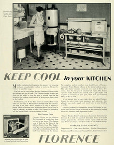 1929 Ad Florence Oven Stove Oil Range Auto Water Heater - ORIGINAL MCC4