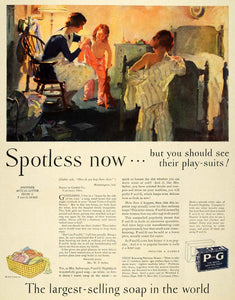 1929 Ad White Naphtha Soap Bed Time Family Children Art - ORIGINAL MCC4