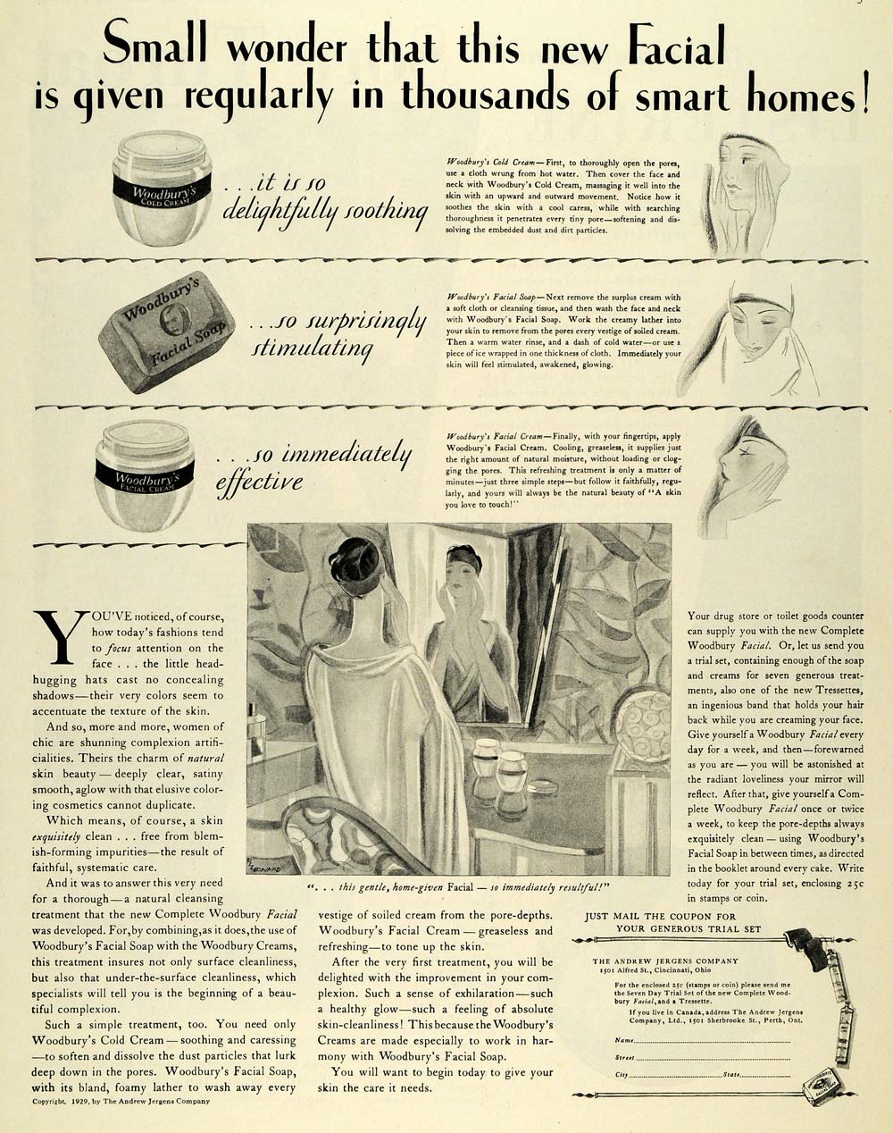 1929 Ad Cold Cream Facial Soap Gentle Woodbury Beauty - ORIGINAL MCC4