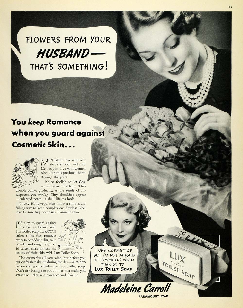 1937 Ad Lux Cosmetic Toilet Soap Madeleine Carroll Star - ORIGINAL MCC4