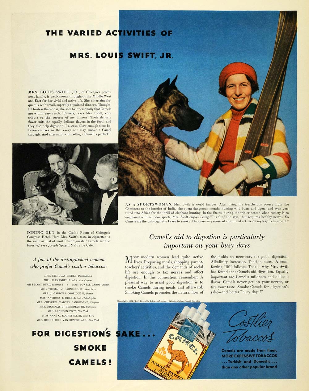 1937 Ad R. J. Reynolds Camel Cigarettes Mrs Louis Swift - ORIGINAL MCC4