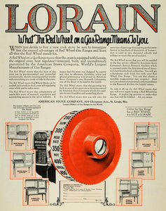 1927 Ad American Stove Co. Lorain Reed Wheel Gas Ranges - ORIGINAL MCC4