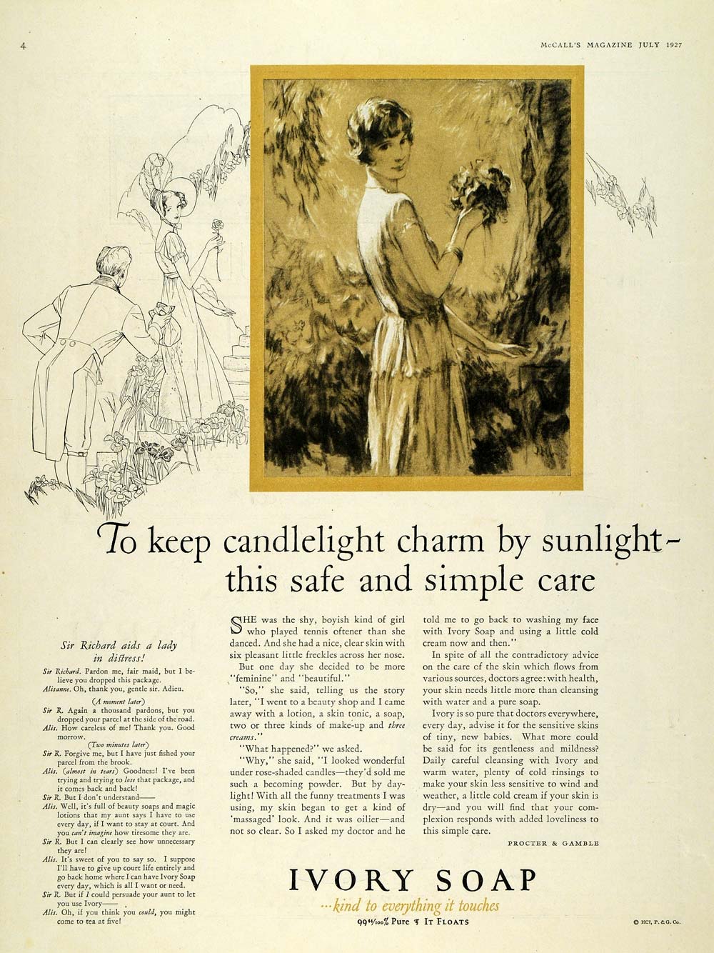 1927 Ad Procter & Gamble Co. Ivory Soap Woman Flowers - ORIGINAL MCC4