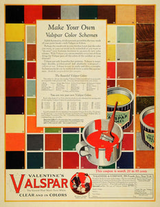 1928 Ad Valentine & Co. Valspar Colors Varnish New York - ORIGINAL MCC4