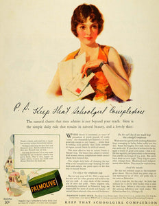 1928 Ad Schoolgirl Complexion Palmolive Facial Soap - ORIGINAL ADVERTISING MCC4