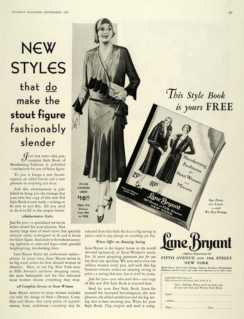 1930 Ad Lane Bryant Store Stout Women Fashion Clothing - ORIGINAL MCC4 –  Period Paper Historic Art LLC
