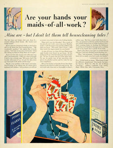 1930 Ad Ivory Soap Bar Flakes Beauty Lady Hands Cards - ORIGINAL MCC4