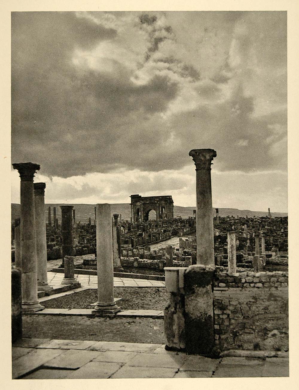 1937 Ruins Timgad Trajan's Arch Algeria Photogravure - ORIGINAL PHOTOGRAVURE MD2