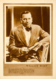 1933 Rotogravure Wallace Berry Portrait Actor Hollywood Movie Film Star MMM1