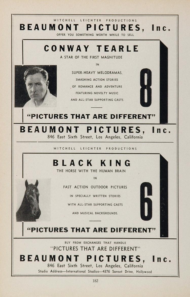 1936 Ad Beaumont Pictures Conway Tearle Black King - ORIGINAL ADVERTISING MOVIE