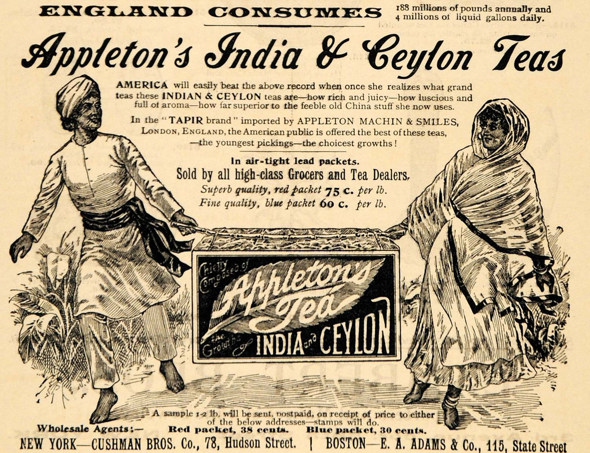 1895 Ad Appleton Tea India Ceylon Cushman Brother Adams - ORIGINAL MUN ...