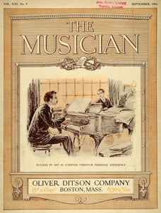 1916 Cover Musician Ditson Men Piano Player Lesson Duet - ORIGINAL MUS1