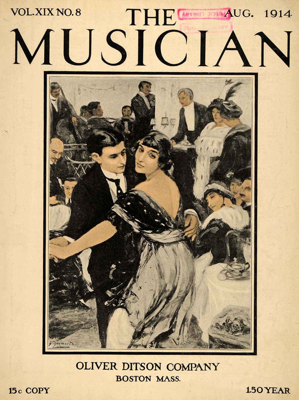 1914 Cover Musician Ditson Dinner Party Dancing Couple - ORIGINAL MUS1