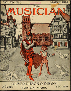 1914 Cover Musician Minstrel Street Flute J. C. Pratt - ORIGINAL MUS1