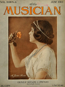 1913 Cover Musician Young Girl Smelling June Rose Bloom - ORIGINAL MUS1