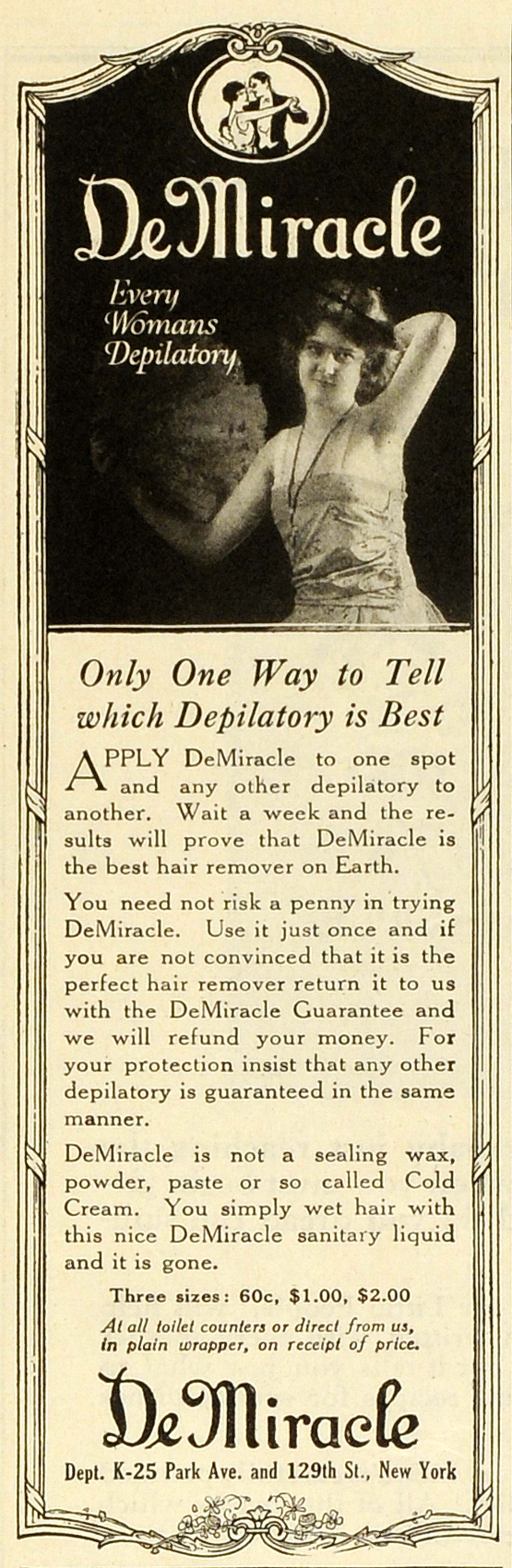 1922 Ad DeMiracle Depilatory Hair Removal Beauty Ointment Liquid Treatment MX7