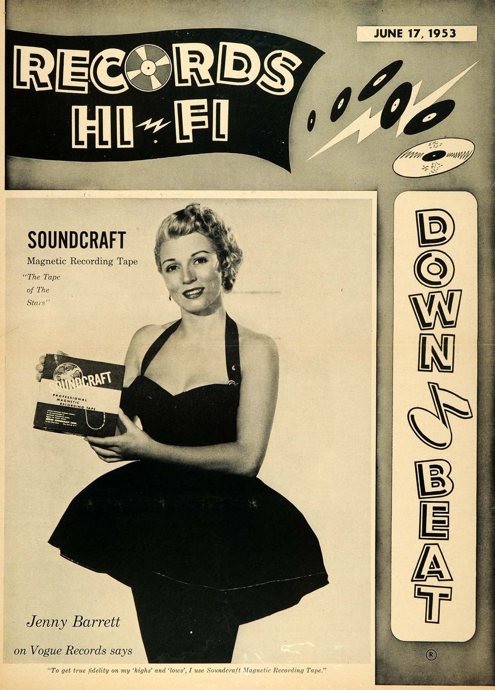 1953 Cover Beat Jenny Barrett Vogue Soundcraft Taping - ORIGINAL MZ1